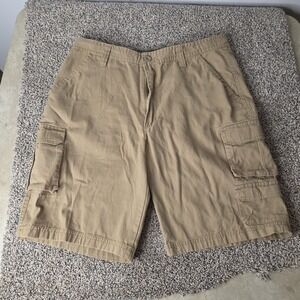 Rugged Wear Brown Cargo Shorts Size 36 Hiking Outdoor Utility Cotton
